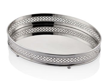 BAKLAVA DESEN OVAL GUMUS TEPSI