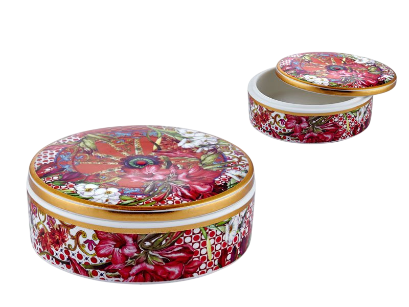 LILYUM DESENLI ALCAK YUVARLAK KUTU