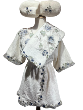 BALAYI BORNOZ TAKIMI KREM/LACİVERT