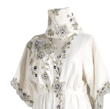 BALAYI BORNOZ TAKIMI KREM/LACİVERT