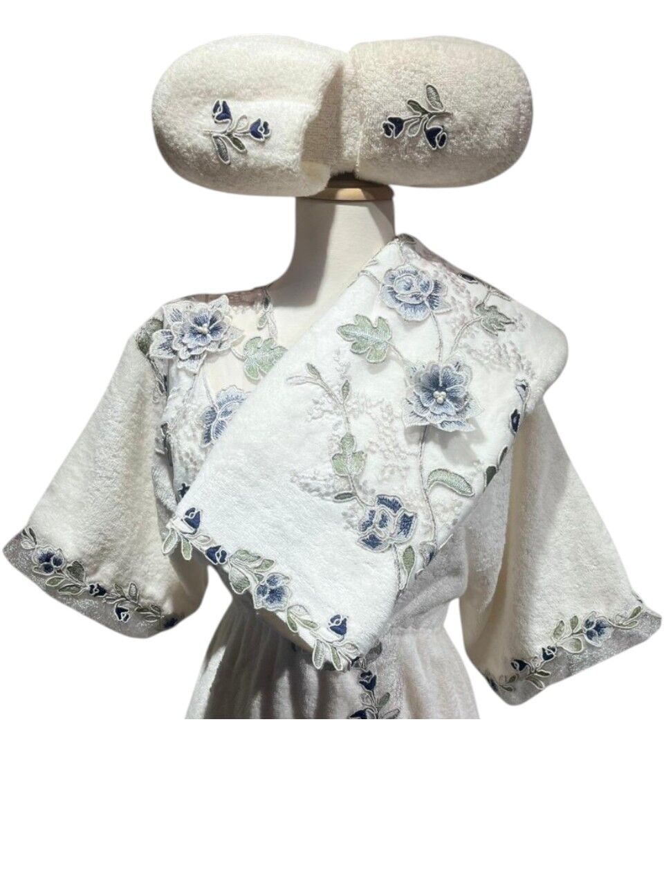 BALAYI BORNOZ TAKIMI KREM/LACİVERT