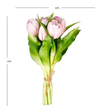 İTHAL ISLAK DOKULU LALE PEMBE 26 CM