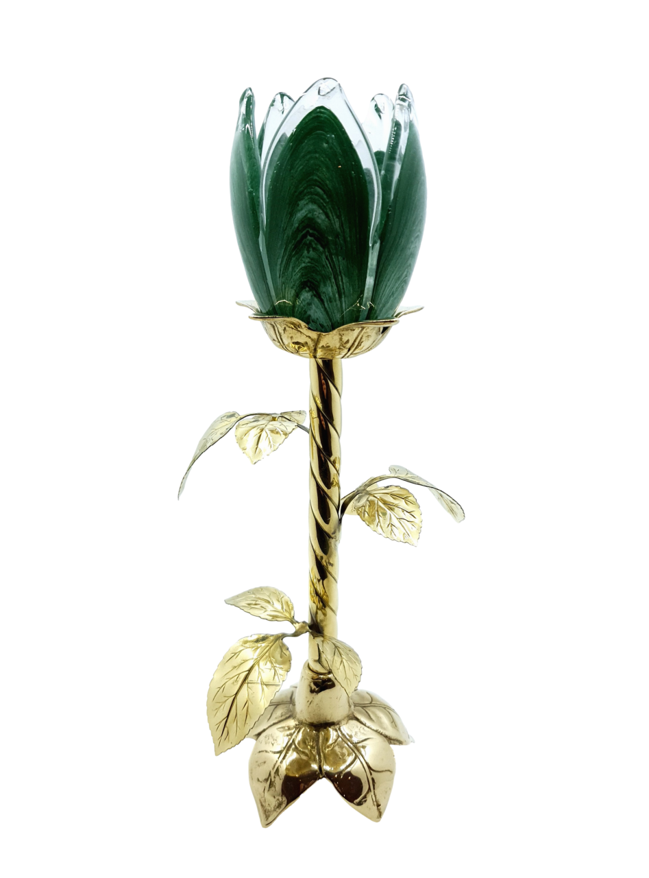 MURANO CAM PİRİNÇ LALE 28cm