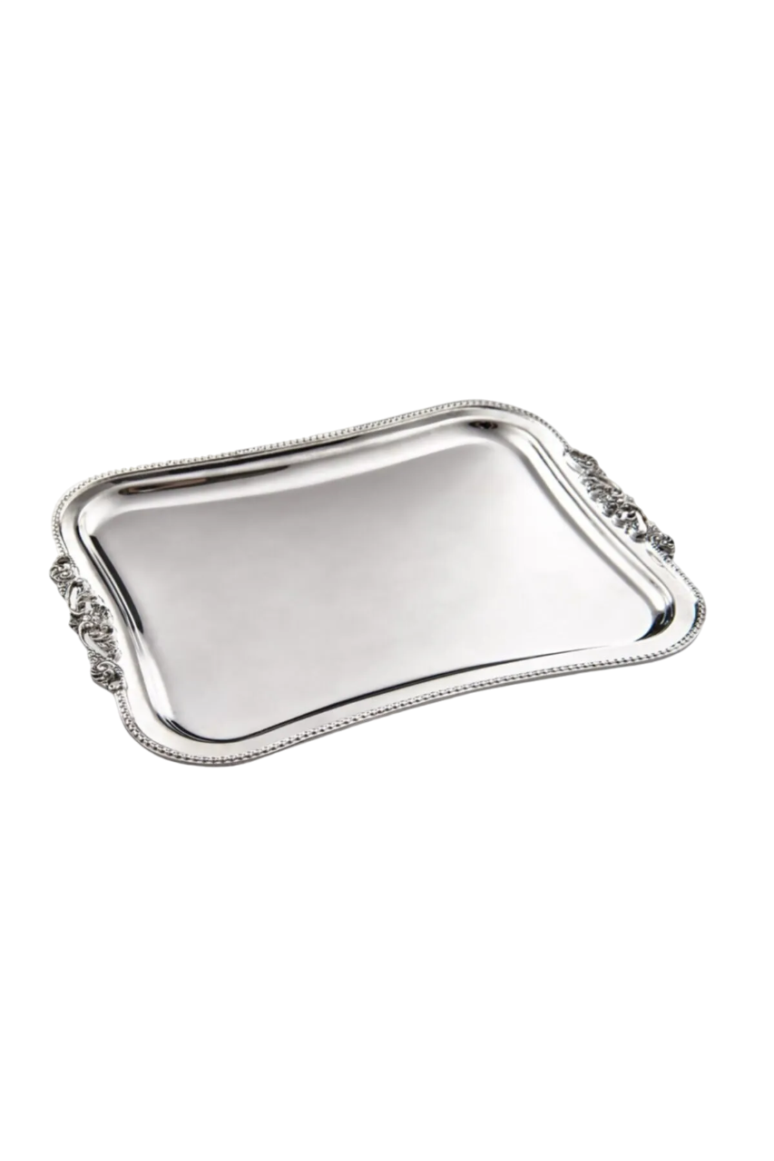 ZİNCİR DEKORLU GÜMÜŞ TEPSİ